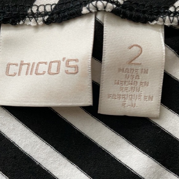 Chico’s Black & White Striped Handkerchief Hem MIDI Skirt Size 12/L - Picture 7 of 9